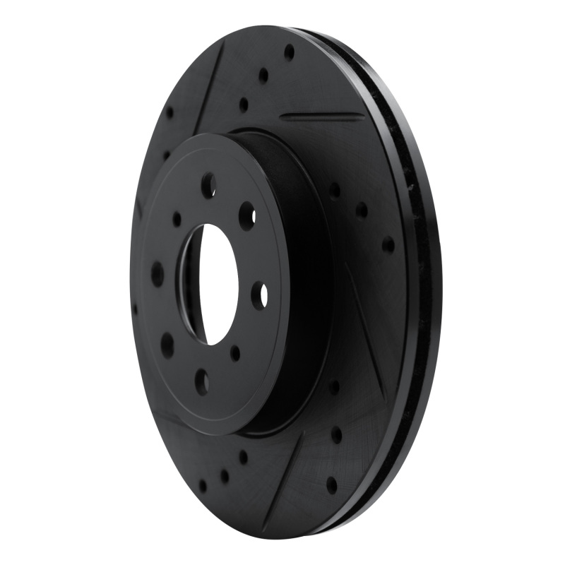 Honda Fit Brake Rotor (1) - Front Left - R1 Concepts - Drilled & Slotted - Black - `15-`20